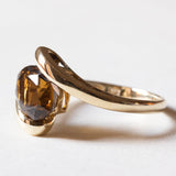 🎃 Anello vintage in oro 9K e tormalina arancione, anni ‘60/‘70