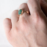 🐍 Solitario vintage in oro 14K con smeraldo, anni ‘40/‘50