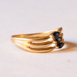 Anello vintage in oro 18K con zaffiri, anni ‘50/‘60