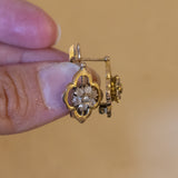 Orecchini antichi in oro 14K con madreperla e paste di vetro, primi ‘900