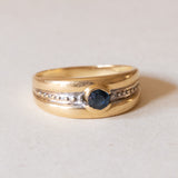 Anello a fascia vintage in oro 18K con topazio, anni ‘50/‘60