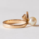 Anello vintage in oro 18K con perla, anni ‘50