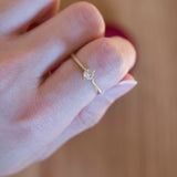 Solitario vintage in oro 14K con diamante (0.25ct ca.), anni ‘60/‘70