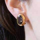 Orecchini vintage in oro giallo 18K con granati, anni ‘70