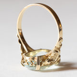 Anello vintage in oro 14K con acquamarina (4ct ca.), anni ‘60