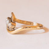 Anello Art Nouveau in oro giallo 18K con perline, anni '10/'20