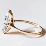 Anello vintage in oro 18K con quarzo azzurro, anni ‘50/‘60