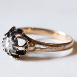 Solitario antico in oro 18K e argento con diamante di taglio rosetta, primi del ‘900