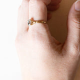 Anello vintage in oro 18K con acquamarina, anni ‘50/‘60