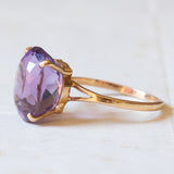 Vintage cocktail ring in 18K gold with dark purple amethyst, 1960s