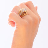 Anello vintage in oro 18K con diamanti di taglio vecchio (0.75ctw ca.), anni '40