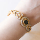 Braccialetto vintage in oro giallo e in oro bianco 18K con zaffiro (2.60ct ca.) e diamanti (1ctw ca.), anni ‘60