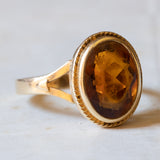 Anello vintage in oro 18K con quarzo citrino arancione, anni ‘70