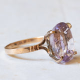 Anello vintage da cocktail in oro 18K con ametista viola chiaro, anni ‘60
