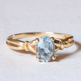Anello vintage in oro 18K con acquamarina, anni ‘50/‘60