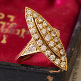 Anello a navette vintage in oro 18K con diamanti (1ctw ca.), anni ‘70