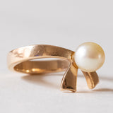 Anello vintage in oro 18K con perla, anni ‘50