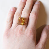 Anello vintage da cocktail in oro 18K con quarzo citrino (15ct ca.), anni ‘60