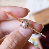 Antique 14K gold brooch with pearl and marcasites, early 1900s