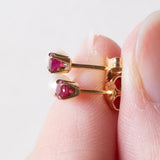 Orecchini vintage in oro 18K con rubini e perle, anni ‘70