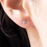 Orecchini vintage in oro bianco 18K con diamanti di taglio huit-huit (0.14ctw ca.), anni ‘60