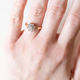 Anello vintage a margherita in oro 18K con diamanti (0.40ctw ca.), anni ‘60