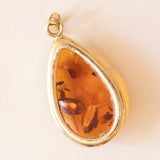 Ciondolo vintage in oro 8K con ambra, anni ‘70/‘80