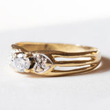 Anello retrò in oro 18K con pietra bianca, anni ‘40