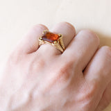 Vintage cocktail ring in 14K gold with citrine quartz, 1960s