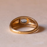 Vintage 18K gold band ring with blue topaz, 60s / 70s