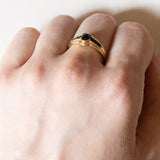 Anello vintage in oro 14K con zaffiri, anni ‘60/‘70