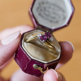 Contrarier ring in 14K gold with rubies (approx.0.25ctw) and diamonds (approx.0.05ctw), 1970s