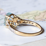 Vintage 18K gold ring with synthetic blue spinel and white stones, 1980s