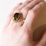 Anello vintage in oro 14K con occhio di tigre, anni ‘70