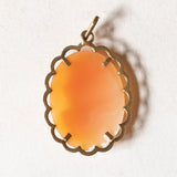 Ciondolo vintage in oro giallo 18K con cammeo su conchiglia e catenina in oro giallo 18K, anni ‘50/‘60