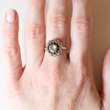 Anello vintage in stile antico a margherita in oro giallo 18K e argento con diamanti (centrale 0.40ct ca.), anni '60