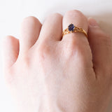 Anello vintage in oro 8K con iolite viola, anni ‘70/‘80