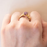 Anello vintage in oro 18K con ametista, anni ‘60