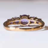 Anello vintage in oro 8K con ametiste, anni ‘70/‘80