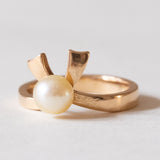 Anello vintage in oro 18K con perla, anni ‘50
