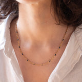 Collana vintage in oro 18K con zaffiri di taglio marquise, anni ‘70