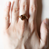 🎃 Anello vintage in oro 9K e tormalina arancione, anni ‘60/‘70