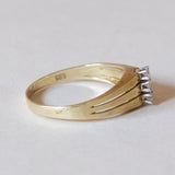 Anello triplo in oro 14K con diamanti (0.15ctw ca.), anni ‘70
