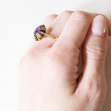 Anello vintage in oro giallo 14K con ametista (1.70ct ca.), anni ‘60/‘70