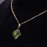 Collana vintage in oro 8K con cromodiopsidi e diamanti, anni ‘80