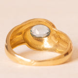 Anello vintage in oro giallo 18K con topazio azzurro (1ct ca.), anni ‘70/‘80