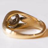 Anello solitario da uomo in oro 18K e argento con diamante di taglio rosetta, anni ‘20/‘30