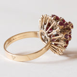 Anello vintage in oro 18K con rubini, anni ‘60/‘70