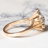 Anello vintage in oro giallo e in oro bianco 18K con diamanti (centrale di 0.10ct ca.), anni ‘60/‘70