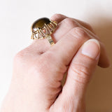 Anello vintage in oro 14K con occhio di tigre, anni ‘70
